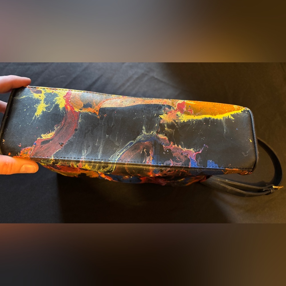 One-of-a-Kind Hydro Dipped Abstract Shoulder Bag – Custom Art Purs - Picture 4 of 4